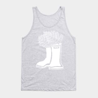 Fern White Lineart Rain Boots Tank Top